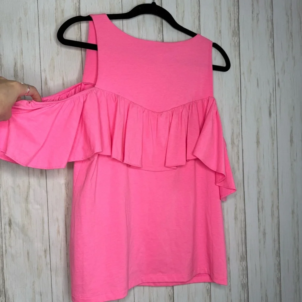 Lilly Pulitzer NWT Lyra Barbie Pink Ruffle Blouse M